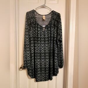 Faded Glory Blue and Silver Embellished Long Sleeve Dress